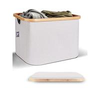 Panier a Linge en Tissu Sans Couvercle 40L Utile Etagère Kallax - Corbeille a Linge Enfant Dressing Panier Cadre Bambou Boîte Casier Cube de Rangement Jouets Pliable