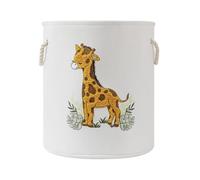 Panier à Linge Enfant 58L Grande Panier Rangement Bébé Corbeille a Linge Sale, Coffre a Jouet en Toile avec Fermeture à Cordon, Boite de Rangement Enfant, Décoration Chambre Safari, Rond Bac Girafe