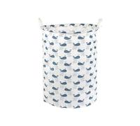 panier à linge et sac filet motif baleine bleue conteneur pliable avec poignée intérieur étanche design mignon Label