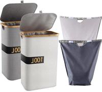 Panier à linge étroit de 100 litres en bambou avec compartiment de tri