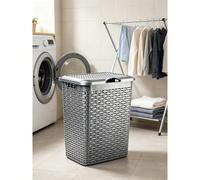 Panier à linge grande capacité 38 L - Imitant rotin , Design respirant avec couvercle, robuste et durable, idéal pour ranger le linge sale et organiser divers objets 1 panier à linge de 38 L,Lot de 5
