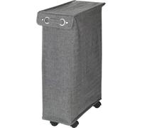 Panier à linge gris avec couvercle, armature en acier et quatre roulettes pour les déchets ménagers - capacité de 43 litres - 18,5 x 60 x 0 cm