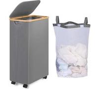 Vendos85 Panier à linge sur roues - Gris