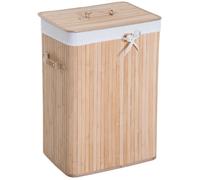 Panier à linge - HOMCOM - bambou pliable couvercle sac amovible 3 poignées PU rangement - bambou - 40x30x60cm - beige