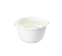 Panier à linge japonais minimaliste à deux niveaux pour fruits et légumes avec filtre supérieur et bassin inférieur pour rinçage, drainage et solutions de stockage à court terme (Blanc2)