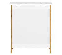 Panier à linge, MDF durable et bambou, rangement multifonctionnel, BLANC
