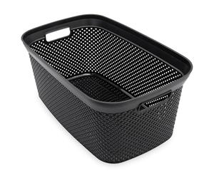 Panier à linge noir 54 x 33 cm avec aspect grillagé - 35 L - Corbeille de transport en plastique avec poignées - Panier à linge Corbeille à linge Collecteur de linge Panier de rangement Allzweg Panier