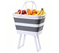 Panier à linge Pliable 26 L Surélevé Avec Poignées | Panier À Linge En Tissu Pour Maison Salle De Bain Cuisine Espace Jeux Collations Aliments Fruits Légumes Tissus