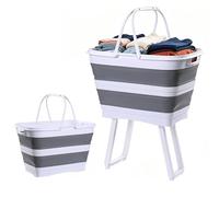 Panier À Linge Pliable 26 L Surélevé Avec Poignées | Panier À Linge En Tissu Pour Maison Salle De Bain Cuisine Espace Jeux Collations Aliments Fruits Légumes Tissus