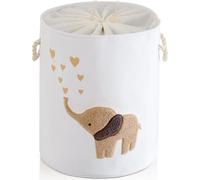 Panier à linge pliable 58 litres - Extra grand - Pour la chambre d'enfant - Rangement des jouets - Avec fermeture à cordon - Motif enfant (éléphant marron)