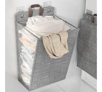 Panier à linge pliable à fixation murale avec housse résistante à l'humidité et pliable pour économiser de l'espace (gris, 58 x 41 x 15 cm)