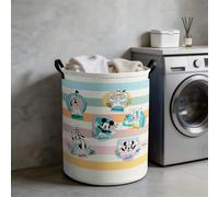 Panier à linge pliable à imprimé rayé Mickey Mouse et ses amis Disney, bac de rangement avec poignées, organisateur pour la buanderie, la chambre à coucher et la pièce 7,8 po * 5,1 po,17,7 po * 11,8 p