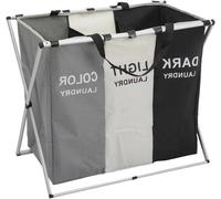 Panier à linge pliable avec 3 compartiments, poignée en aluminium et poignée de transport, lavable - Grand panier à linge pour la buanderie Chambre à coucher