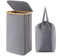 Panier à linge pliable avec couvercle - 100 litres - 43 x 32 x 75 cm - Gris - Pour chambre, salle de bain et buanderie