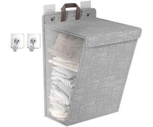 Panier à linge pliable avec couvercle et crochet mural, idéal pour la chambre à coucher et la salle de bains