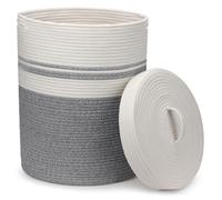 Panier à linge pliable avec couvercle, panier de rangement gris, dimensions 37 x 52 cm, capacité 55 litres