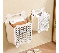 Panier à linge pliable avec crochets adhésifs – pour ranger le linge sale au mur – pour la chambre à coucher, le salon, la salle de bains, la cuisine