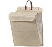 Panier à linge pliable avec crochets de fixation murale, côtés en maille de coton et lin respirant, couvercle à bouton-pression, organiseur de rangement spacieux 47 x 35 x 9 cm, gris beige pour (B)