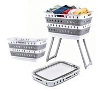 Panier À Linge Pliable Avec Pieds | Bac À Linge Rétractable Avec Support | Organisateur De Lessive Gain De Place Pour Dortoir & Camping | Corbeille À Robuste En PP/TPE.