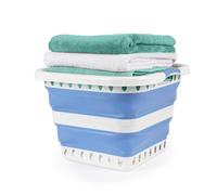 Panier à linge pliable Beldray 40L - Panier de lavage rabattable, compact, facile à nettoyer, poignées de transport pratiques, bac de rangement pop-up, bassine portable pour lessive, bleu