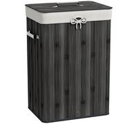 Panier à linge pliable, en bambou, design convivial, GRIS FONCÉ