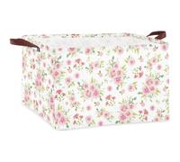 Panier à Linge Pliable en Lin Rose avec Poignées