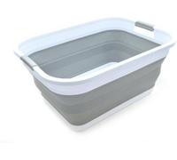 Panier à linge pliable en plastique de 41 litres, gris, facile à transporter, peu encombrant