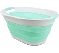 Panier à linge pliable en plastique, portable, peu encombrant, de forme ovale