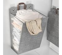 Panier à linge pliable pour vêtements de maison, panier à linge mural avec poignées pour salle de bain (gris, 48 x 36 x 12 cm)
