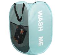 Panier à linge pliable Unyqoos® en filet de polyester, avec structure en fil métallique flexible et compartiments latéraux – 36 x 36 x 58 cm (plié : 20 x 20 x 3 cm), 140 g, idéal pour la salle de bain