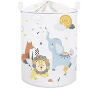 Panier à linge pour animaux - 45L - Elephant Fox Lion Clouds - Panier de rangement rond pour jouets et vêtements pour chambre d'enfant 36×45 cm