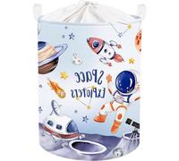 Panier à linge pour enfants « Espace bleu » avec corde, 45 L - Armoire ronde pour jouets et rangement