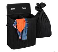 Relaxdays Panier à linge bambou, 2 compartiments