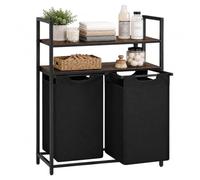 Panier à linge Relaxdays avec étagères, marron/noir | 2 paniers à linge coulissants, d'une capacité de 46 litres chacun, en tissu, H x l x P : 93 x 73 x 33 cm