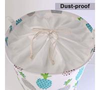 Panier à linge rond avec cordon de serrage - pliable - 2 pièces - coton/lin - 45 cm