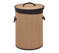 Paris Prix Panier à linge rond Stemy Bambou 48 L Beige et noir