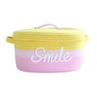 Panier À Linge Sale Avec De Rangement Couvercle pour Buanderie | Panier de rangement couvert, panier de rangement en corde de coton tissé(Color 4)