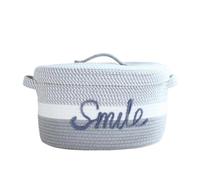 Panier À Linge Sale Avec De Rangement Couvercle pour Buanderie | Panier de rangement couvert, panier de rangement en corde de coton tissé(Color 3)