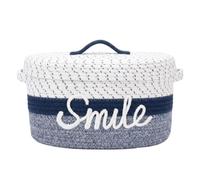 Panier À Linge Sale Avec De Rangement Couvercle pour Buanderie | Panier de rangement couvert, panier de rangement en corde de coton tissé(Color 8)