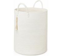 Panier À Linge Sale Tissé En Corde De Coton pour Buanderie | Panier à linge panier de rangement des débris poignée ronde haute(Color 1)