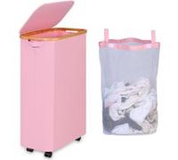 Vendos85 Panier à linge sur roues - Rose