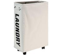 Panier à linge sur roulettes - Étroit - 52 litres - Tissu Oxford - Couvercle supérieur en filet