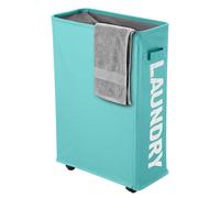Panier à linge sur roulettes, panier à linge fin pliable, 40 litres, bleu, 39x18,5x58 cm
