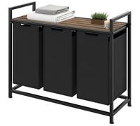 Panier à linge - TECTAKE - Corbeille à linge au style industriel en bois et acier, sacs amovibles, 34 x 93,5 x 72 cm - Noir/marron