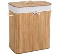 Panier à linge - TECTAKE - Panier à linge 100 L en bambou avec couvercle et sac, 53 x 33,5 cm x 63 cm - Beige