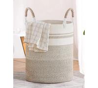 Panier à linge tressé - 50 litres - élégant et durable - 1 pièce - bicolore - 37 x 47 cm