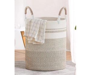 Panier à linge tressé - 50 litres - élégant et durable - 1 pièce - bicolore - 37 x 47 cm