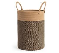 Panier à linge tressé en coton, corde avec poignées, dimensions 35 x 50 cm, couleur noir ou marron