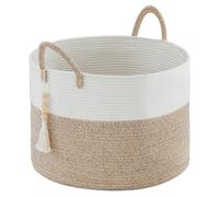 Panier à linge tressée corde de coton naturel - Ø 38 cm x H 50 cm - 65 litres - Marron