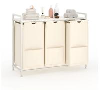 Panier à linge - Trieur de linge avec 2 paniers coulissants - Structure métallique avec étagère en MDF - Collecteur de linge pour la salle de bain - Dimensions : 68 x 33 x 72 cm - Couleur : 04